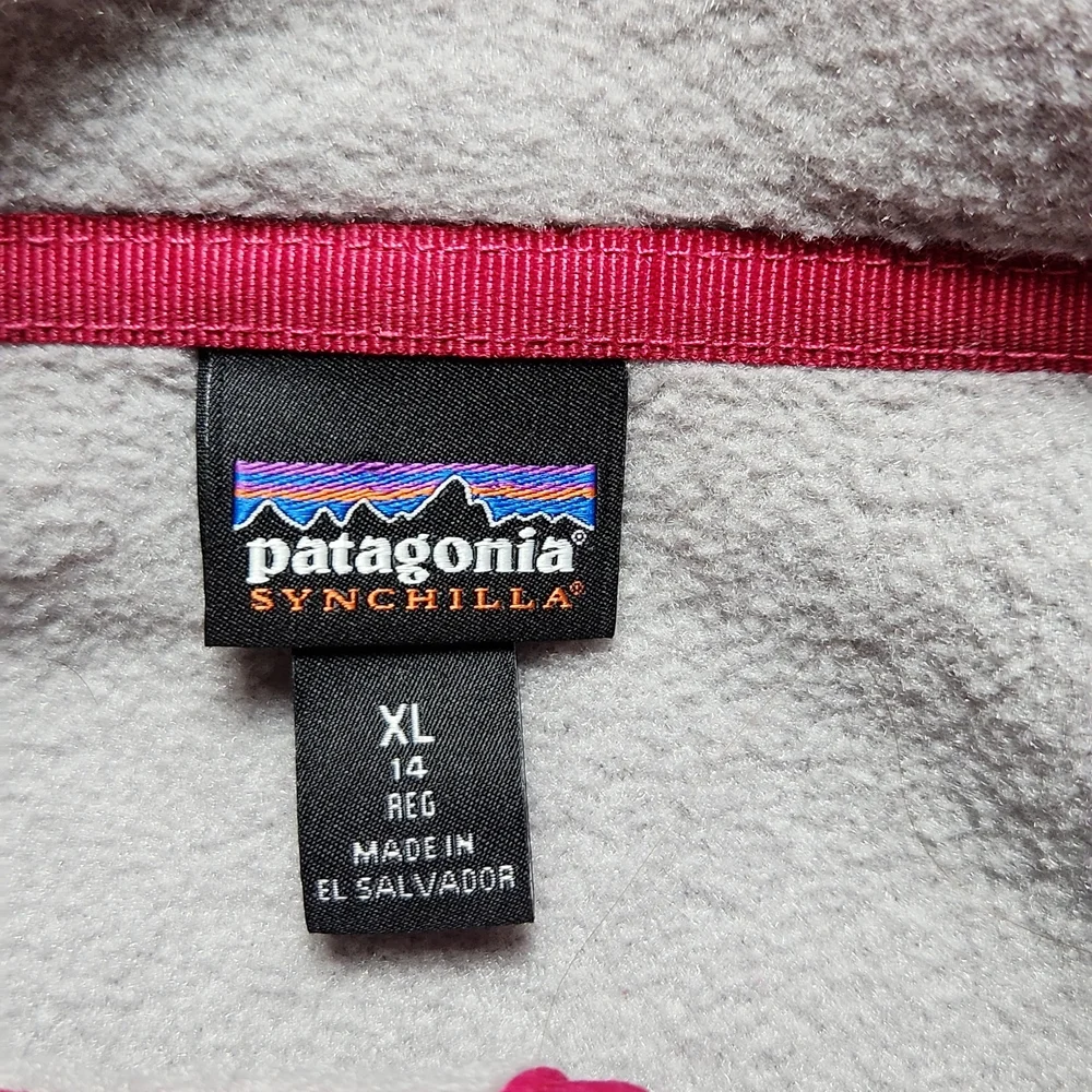 Patagonia Synchilla Snap T gray pink fleece pullover
